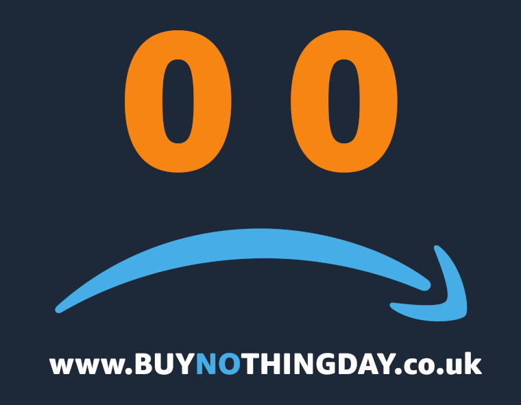 A sad face Amazon logo from buynothingday.co.uk