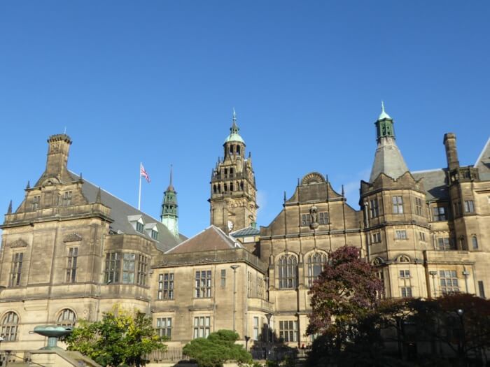 The Gothic rooftops of Sheffield Town Hall